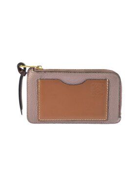Loewe Anagram Coin Purse Purple Brown Gold Leather